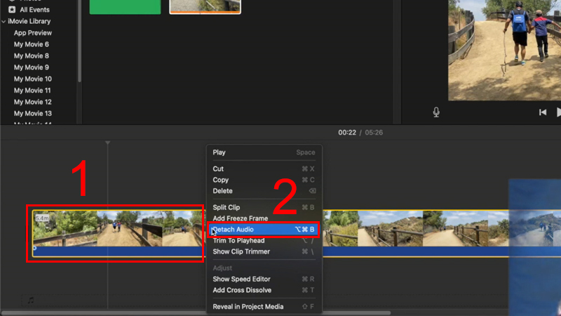 Chọn Detach Audio để ho&agrave;n th&agrave;nh việc t&aacute;ch &acirc;m thanh